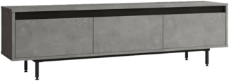 Dmora Fernsehschrank Titli, Ständer für Wohnzimmerfernseher, Niedriges Wohnzimmer-Sideboard, TV-Ständerbasis, 160x36 h45 cm, Silber und Schwarz