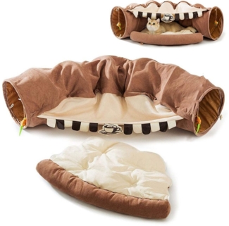 SURFOU Tierbett Katzentunnel Mit Schlafplatz, Rascheltunnel Für Katzen, katzenhöhle Faltbar, katzenspielzeug