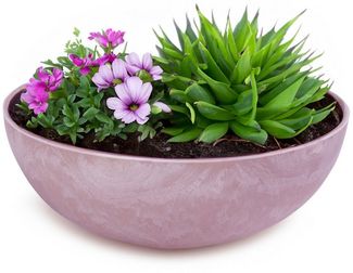 matches21 HOME & HOBBY Blumentopf Runde bauchige 20 cm Pflanzschale für draussen, alt-rosa marmoriert (1 St), Wetterfeste Blumen-Schale als moderne Gartendeko Grabschmuck