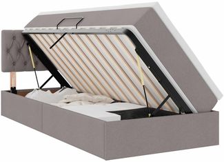 vidaXL Bett mit Stauraum und LED mit Matratze Taupe 90 x 200 cm Stoff 3371184
