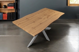 SAM® Esstisch TorbenS, Holz Wildeiche-Optik, Spider-Metallgestell, Baumkante