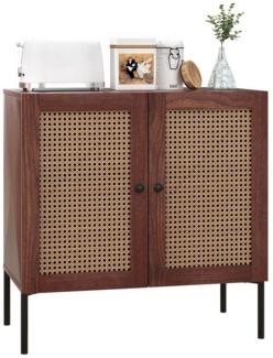 COSTWAY Küchenbuffet Sideboard mit 2 Rattantüren, Schrank mkit verstellbaren Regalen