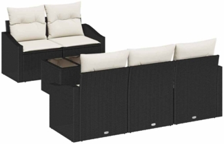 vidaXL Garten-Sofa-Set mit Kissen 6 pcs Schwarz, Creme 55 x 55 x 37 cm 3346597
