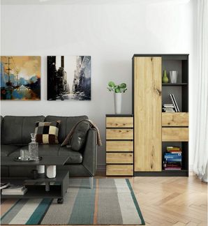 Raumhirsch Furniture Kommode mit 5 Schubladen 40 cm breit Holz Schrank, (viele Farbvarianten - Maße: 40 x 92 x 35 cm) - Hochwertig & stabil