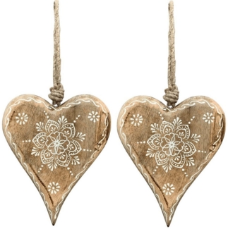 matches21 HOME & HOBBY Dekohänger Dekohänger Set Herzblüte Holz 15 cm (2 St), Zum hängen
