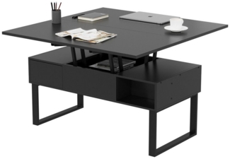 VOWNER Couchtisch 3-in-1-Multifunktions-Wohnzimmertisch, Höhenverstellbar, 1 Schublade + offene Ablagefächer + verstecktes Fach