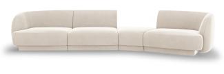 Micadoni Modulares Sofa Miley 4-Sitzer Rechts Samtstoff Helles Beige