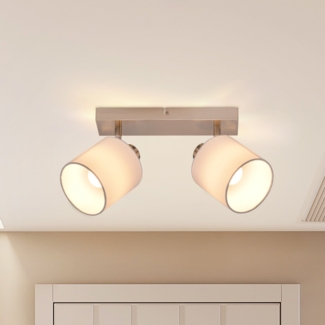 ZMH Deckenlampe 2 Flammig Deckenstrahler Flur - Deckenleuchte Modern Deckenspot E14 Silber Schwenkbar 350° MAX. 40W Küchelampe Stoffschrim für Wohnzimmer Schlafzimmer (Ohne Leuchtmittel)