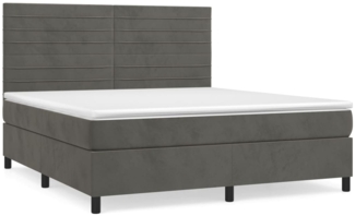 vidaXL Boxspringbett mit Matratze Dunkelgrau 180x200 cm Samt 3143098