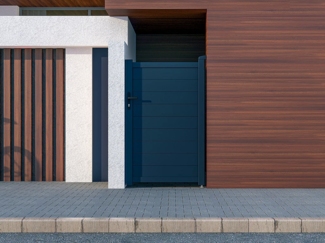 Vente-unique - Gartentor Flügeltor - 103 x 166 cm - voll - Aluminium - Anthrazit - NAZARIO