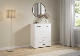 rauch Aditio Box, Kommode, 2-türig, 2 Schubladen, mit Softclose-Funktion, Farbe Weiß, BxHxT 80x100x42cm