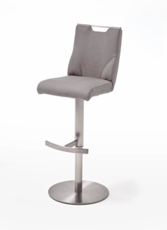 Barstuhl 'Giulia III' - Leder Grau - Edelstahl