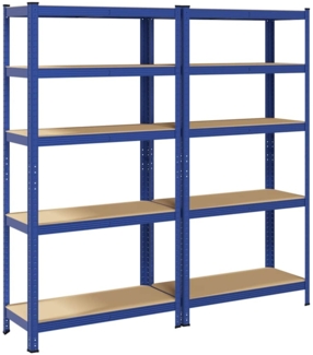 vidaXL Lagerregale mit 5 Böden 2 Stk. Blau Stahl & Holzwerkstoff 4016950