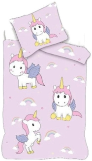 BrandMac Babybettwäsche Einhorn Baby-Bettwäsche 100 x 135 cm, Rosa, 100 % Baumwolle