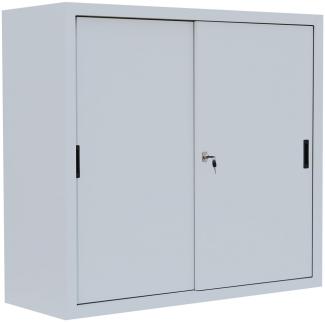 Schiebetürenschrank Schiebetüren Büro Aktenschrank Sideboard aus Stahl grau 1090 x 1200 x 450 mm (Höhe x Breite x Tiefe) 550140