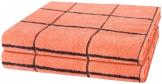 Ross Sensual Skin Karo 2 tlg. Frottier-Set - 2 X Duschtuch (75 X 140cm) - 500 - Peach Pink