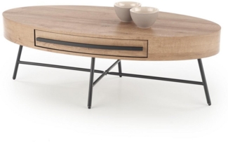 designimpex Couchtisch Design HA-100 Tisch oval Eiche Gold - Schwarz matt Schublade
