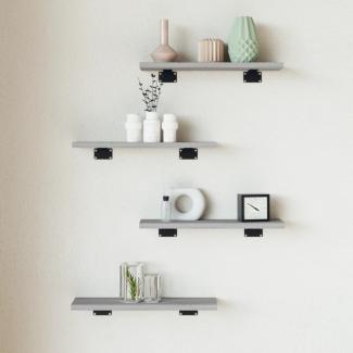 vidaXL Wandregale 4 Stk. Grau Sonoma 40x10x1,5 cm Holzwerkstoff 838197