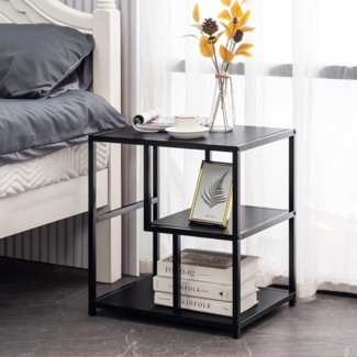 Beistelltisch Couchtisch 3 Ebenen Stahlrahmen Schwarz 56 x 40 x 53 cm AP-BT2205