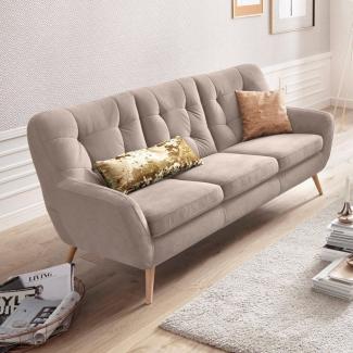 exxpo - sofa fashion 3-Sitzer Scandi, bequem, aufwendige Rückenpolsterung für mehr Sitzkomfort, aktuelle Farben in hochwertigen Bezugsqualitäten, Holzfuß