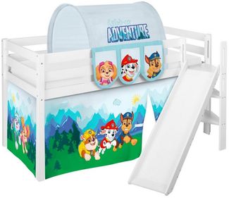 Lilokids Kinderbett Hochbett JELLE mit schräger Rutsche & Vorhang PAW PATROL 200x90