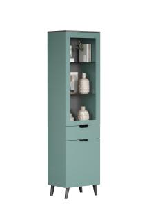 Vitrine Melton in dusk blue und grau 49 x 195 cm