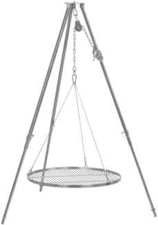 BBQ-Toro Dreibein Grill mit Ø 70 cm Grillrost | 110-175 cm | Dreibein für Schwenkgrill | Eisen Dreibein Gestell, Grillständer mit Rost | Hängegrill, Grillgestell, Dreibeingrill mit Kette
