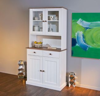 Buffet Vitrine Westerland 4-türig im Landhausstil - Massivholz