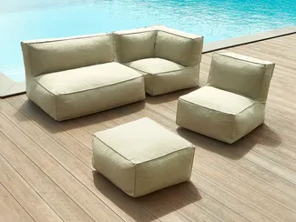 Vente-unique - NOUMARA Gartensitzgruppe Stoff Beige - B 95 cm70 cm x H 80 cm x L 135 cm95 cm