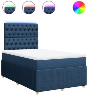 vidaXL Boxspringbett mit Matratze Blau 120x200 cm Stoff 3294336
