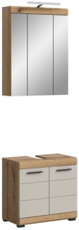 furnling Badmöbel-Set Scott, (2-St, aus Spiegelschrank mit Beleuchtung, Waschbeckenunterschrank), Badmöbel, Badschränke, mit Beleuchtung, Breite 60 cm