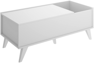 Dmora Wohnzimmertisch Alexius, Niedriger Wohnzimmertisch, Kaffeeregal, Couchtisch für Sofa, 99x60 h41 cm, Weiß
