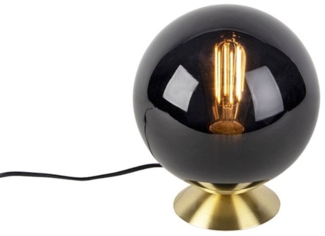 Qazqa Tischleuchte Pallon, ohne Leuchtmittel, E27, Schwarz, Art Deco, Glas, 1-flammig