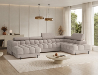 MOEBLO Ecksofa Vinca, Modernes U-Form Sofa mit Schlaffunktion, großem Stauraum und verstellbaren Kopfstützen für flexible Wohnraumgestaltung, Eckcouch Wohnlandschaft Sofa mit Ottomane Eckgarnitur Polsterecke, Links- oder rechtsseitig montierbar (BxHxT)...