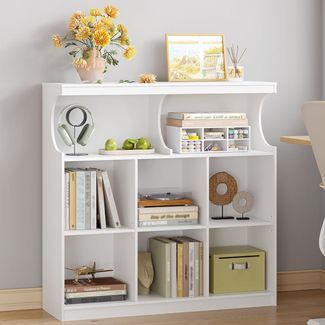 Bücherregal, 8-Raster Bücherschrank, Lagerregal, Büroregale,Aufbewahrung Standregal für Schlafzimmer, Wohnzimmer, Arbeitszimmer und Büro 30 x 100 x 100 cm weiß