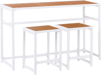 Gartenbar Set 2-Sitzer AVETRANA Metall Braun Weiß