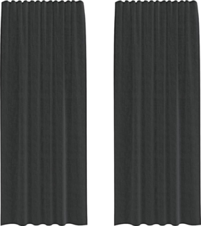 vidaXL Voile Vorhänge mit Stangentaschen 2 Stk. Schwarz 4102169