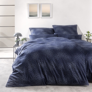 Estella Mako Satin Bettwäsche Naoko 7569-606 indigo 135x200
