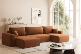 Wohnlandschaft Sofa mit Schlaffunktion FLORA Stoff Poso Rostbraun