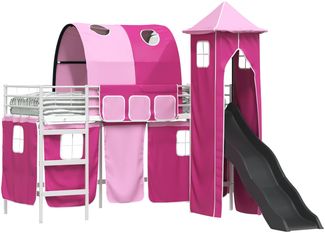 vidaXL Kinderloftbett Weiß und Rosa 99,5 x 190 cm Metall 42020910