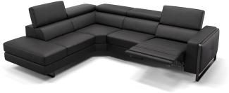 Sofanella Ecksofa MANZANO Funktionscouch Ledersofa Eckgarnitur in Schwarz