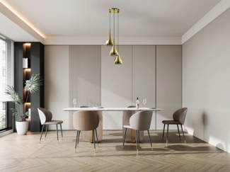 Vente-unique - Deckenleuchte - Metall - 3 Lampenschirme - 36 x 138 cm - Goldfarben glänzend - OSARA