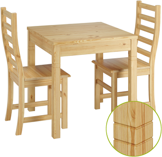 Essecke mit Tisch und 2 Stühle Kiefer natur Massivholz 90.70-50 B -Set 21