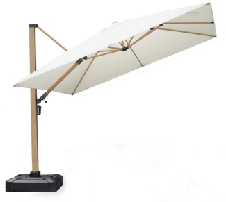 PURPLE LEAF Ampelschirm Großer windfester quadratischer Sonnenschirm, Teak-Aluminiumgestell, LxB: 300,00x300,00 cm, 360° drehbar