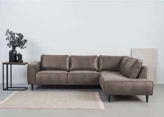 Places of Style Ecksofa Fumone, Lederoptik oder Soft-Touch Chenille, Breite 260, mit schwarzen Massivholzfüßen