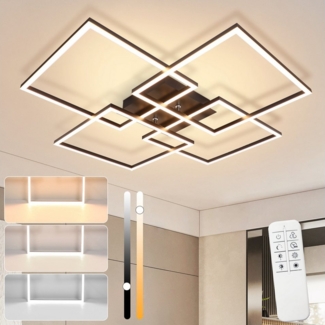 ZMH LED Deckenleuchte Wohnzimmer 72CM Schwarz/Silber RechteckigDimmbar 48W Deckenlampe, Augenschutz, Einfache Installtion, LED fest integriert, 3000-6500K, mit Fernbedienung Modern Esszimmerlampe für Schlafzimmer Küche
