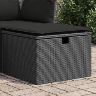 vidaXL Gartenhocker mit Kissen Schwarz 55x55x37 cm Poly Rattan