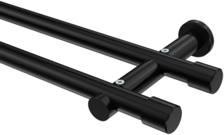 Gardinenstangen-Set Platon Santo 140 cm, 2-läufig (ohne Ringe), 20 mm Ø Schwarz