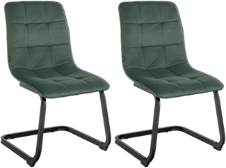 CLP 2er Set Esszimmerstuhl Vermont Samt,dunkelgrün