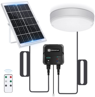 Aigostar LED Solarleuchte Solarlampe Decke Außen LED Solar Deckenleuchte Outdoor, mit 8m Kabel, Zugschalter, LED fest integriert, Kaltweißes Licht